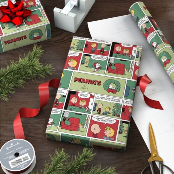 Hallmark Wrapping Paper Christmas Peanuts Classics Comic Strip 70 sq ft Jumbo Ro - Picture 4 of 6
